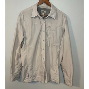 L.L. Bean No Fly Zone Vented Performance Fishing Shirt‎ Men's Size L Beige